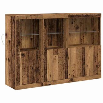 Berkfield Home Sideboard with LED Lights Old Wood 142.5x37x100 cm Engineered Wood in Brown