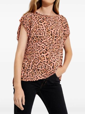 One Teaspoon animal-print tie-fastening T-shirt - Orange