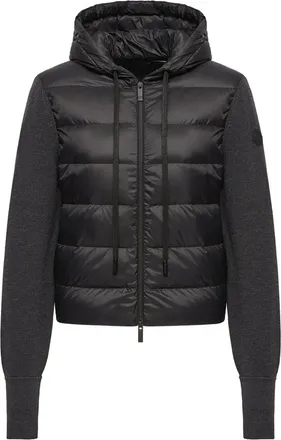 Moncler Moncler Wool Hooded Padded Zip-up Cardigan, Women, Grey, Size: Xl