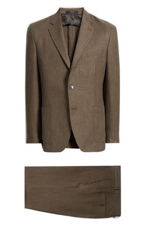 Vince Icon Relaxed Fit Linen Suit in Brown at Nordstrom, Size 36 Regular
