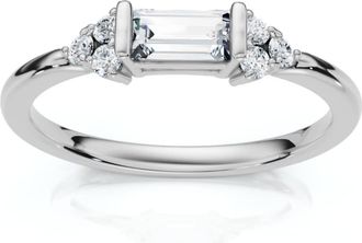 Pompeii3 Emerald Diamond Stackable Wedding Ring Women Anniversary Band 14k Gold Lab Grown