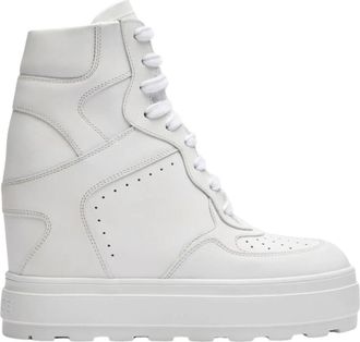 Casadei High Top Leather Sneakers - Dames - Sleehakken - Wit - 35 EU - Leer - Schoenen
