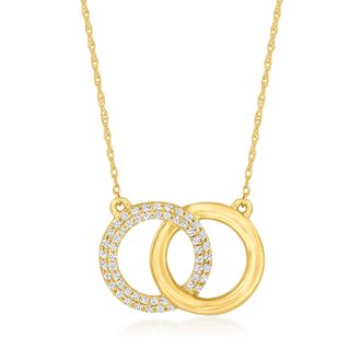 RS Pure by Ross-Simons Pave Diamond Interlocking Circle Necklace in 14kt Yellow Gold