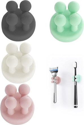OEM Juego De 4 Soportes De Silicona Para Cepillos De Dientes Con Gancho Autoadhesivo - Impermeables Para Ba&ntilde;o Y Cocina