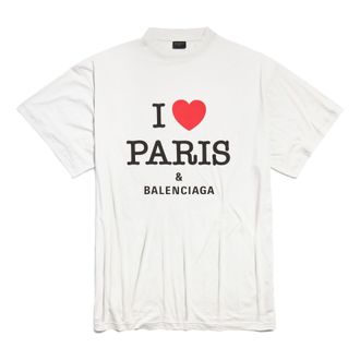 Balenciaga (WMNS) Balenciaga I Love Paris & Balenciaga T-shirt Oversized White 787349TRVU99012