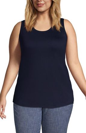 Lands End Supima Cotton Tunic Tank Top in Radiant Navy at Nordstrom, Size 1X