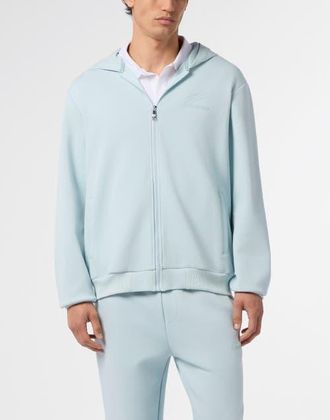 Plein Sport Pique Zip Hoodie Icon Men in Lightblue at Nordstrom, Size Xxx-Large