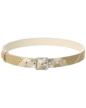 Burberry Check Canvas & Leather Belt