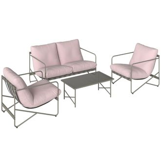 OUTSUNNY Conjunto de jard&iacute;n 123.5x79x65 cm rosa