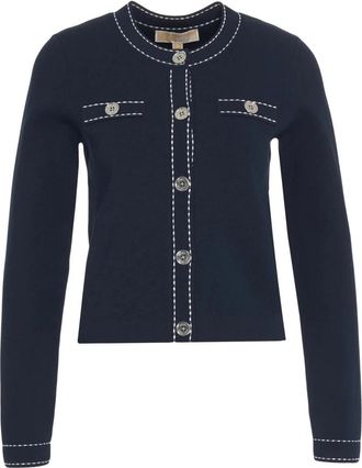 Michael Kors Stitch Cardi - Dames - Vesten - Blauw - L - Truien & Vesten