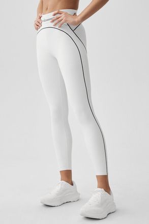 Alo | Airbrush High-Waist 7/8 Heart Throb Legging in White/Black, Size: Medium