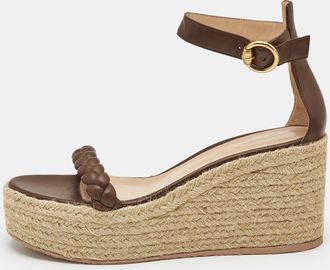 Gianvito Rossi Brown Leather Merida Wedge Sandals
