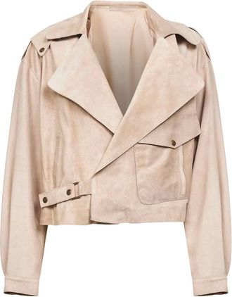 Salvatore Santoro Leren jack met drukknoop - Beige