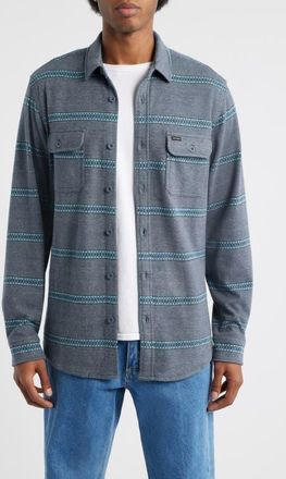 Rip Curl Grid Stretch Fleece Button-Up Shirt in Pine Night at Nordstrom, Size Xx-Large