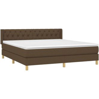 vidaXL Vidaxl - Cama Box Spring Con Colch&oacute;n Tela Marr&oacute;n Oscuro 160x200 Cm