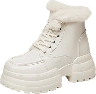 Generic winter ankle boots for women Winter Boots for Women UK Wide Fit Waterproof Walking Shoes Cozy Faux Fur Anti-Slip Snow Shoes Ladies Warm Fur Lined Comb