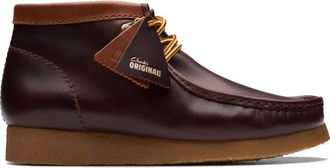Clarks Bordeaux Leren Wallabee Hiker Boot - Heren - Veterlaarzen - Rood - 40 EU - Leer - Schoenen