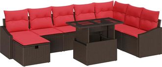 vidaXL Conjunto De Sof&aacute; De Jard&iacute;n 9 Uds. Rat&aacute;n Sint&eacute;tico Vidaxl
