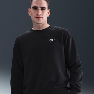 Nike Mens Club Fleece Crew in Black | FN3886-010