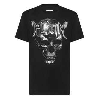 Philipp Plein Tops, Heren, Zwart, 2Xl, Katoen, T-Shirt Round Neck SS Chrome