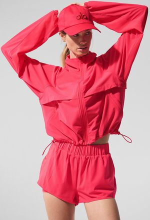 Alo | Sport Star Full Zip Jacket in Candy Red, Size: Small