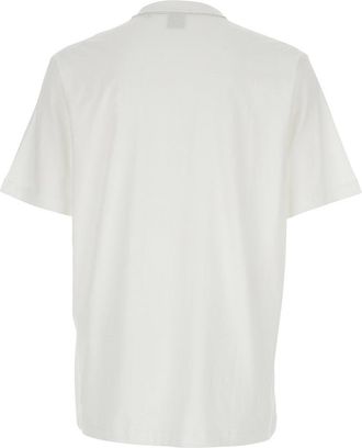 HUGO BOSS Mens T-Shirt With Logo Embroidery, White Cotton T-Shirts And Polos