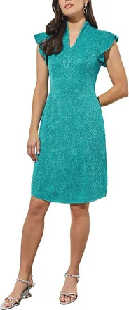 Ming Wang Ming Wang Metallic Knit Sheath Dress