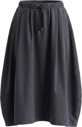 Gran Sasso Balloon Silhouette Black Nylon Skirt with Lurex Drawstring