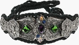 Dsquared2 Cintura Wide DREAMCATCHER in Suede e Metallo Impreziosita da Cristalli 10cm Dsquared2
