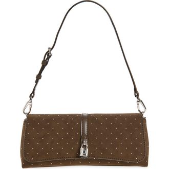 Stella McCartney Ryder Studded Faux Suede Shoulder Bag in Moka at Nordstrom