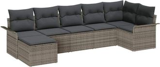 vidaXL Garden Sofa Set with Cushion 7 pcs Grey Poly rattan vidaXL