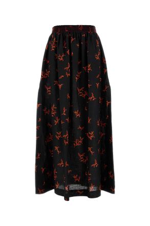 Fendi Womens Printed Linen Skirt - Black - Size Medium