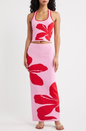 Kulani Kinis Floral Knit Maxi Skirt in Berry Bliss at Nordstrom, Size X-Large