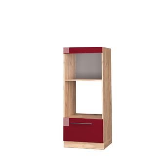Vicco Armario Para Microondas Fame-line, Rojo Burdeos Alto Brillo, 60 Cm Abierto Vicco