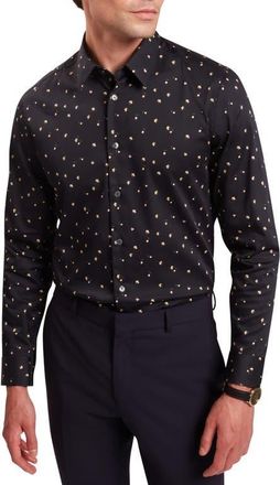 Ted Baker Iskran Floral Print Stretch Cotton Button-Up Shirt in Navy at Nordstrom, Size 2
