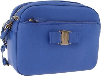 Ferragamo Pre-owned Shoulder Bag - Dames - Vintage Schoudertas - Blauw - ONE Size - Leer - Vintage