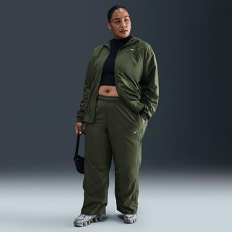 Nike Womens Nike Sportswear Classic Mid-Rise Open-Hem Pants (Plus Size) in Green | IO0672-222