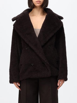 Max Mara Short Double-Breasted Faux-Fur Effect Coat in a Wool Blend