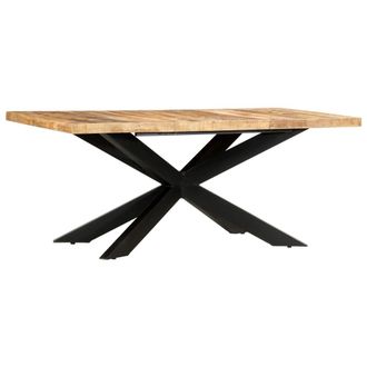 vidaXL Vidaxl - Mesa De Comedor Madera Maciza De Mango Rugosa 180x90x76 Cm