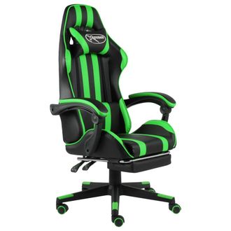 vidaXL Vidaxl - Silla Gaming Con Reposapi&eacute;s Cuero Sint&eacute;tico Negro Y Verde