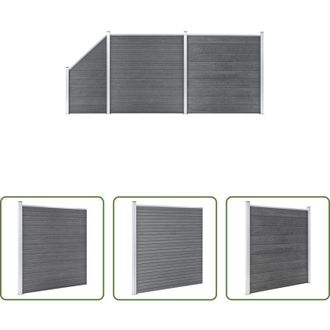 vidaXL vidaXL Recinzione per giardino - Pannelli Recinzione WPC 2 Quadrati 1 Inclinato 446x186 cm Grigi