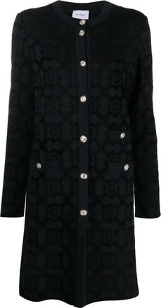 Ferragamo Casual Zwarte Jas met Viscosemix - Dames - Mantel - Zwart - M - Polyester - Jassen