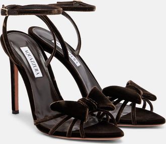 Aquazzura Sandali Black Tie 105 in velluto