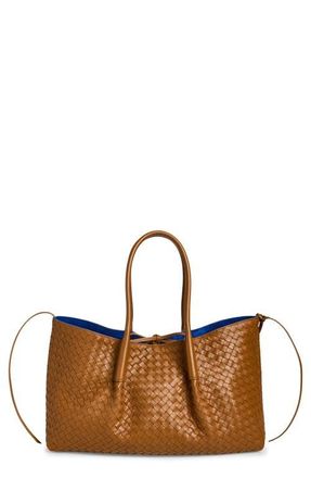 Bottega Veneta Leather & Suede Reversible Tote in 2591 Amber/Blue Royal-M B at Nordstrom