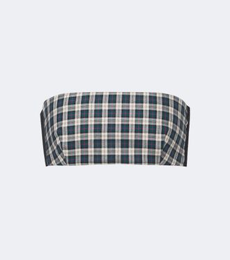 Dries Van Noten Plaid cotton flannel bandeau top