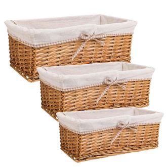 Wanderlust Deco Wanderlust Deco - Set 3 Cestos De Mimbre Forrados Marrones