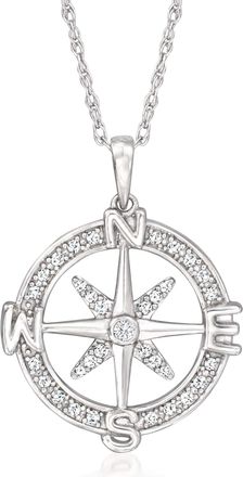 Ross-Simons Diamond Compass Pendant Necklace in Sterling Silver