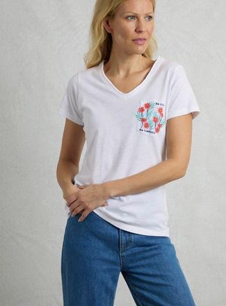 Weird Fish No Rain No Flowers Slub Pocket T-Shirt in White at Nordstrom, Size 18
