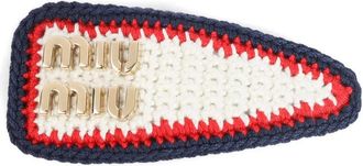 Miu Miu Fermaglio con logo - Bianco