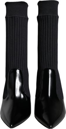 Dolce & Gabbana Black Stretch Stilettos Booties Socks Womens Shoes